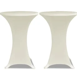 2 x Tischhusse für Stehtisch Stretchhusse Ø60 cm cremefarben