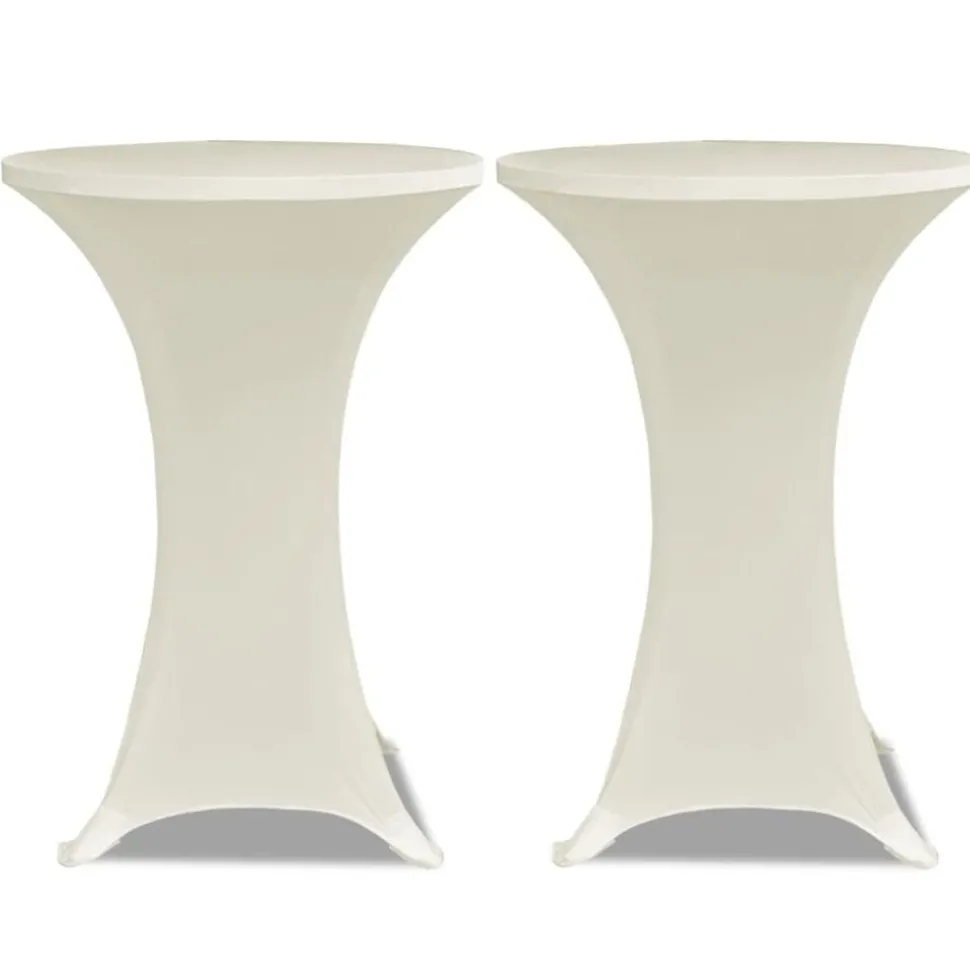 2 x Tischhusse für Stehtisch Stretchhusse Ø60 cm cremefarben