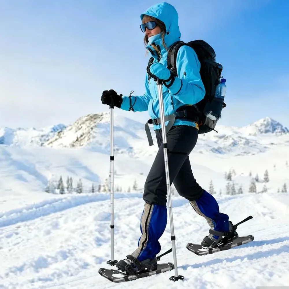 vidaXL 3 in 1 Schneeschuhe mit Wanderstöcken und Schwarz Silber Discount
