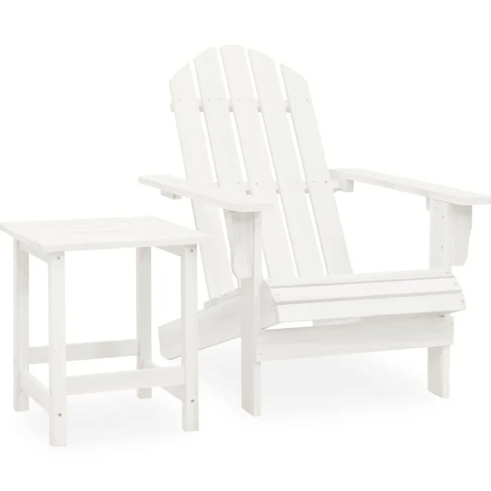 vidaXL Adirondack-Gartenstuhl mit Tisch Massivholz Tanne Weiß