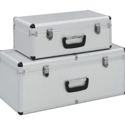 vidaXL Aufbewahrungskoffer 2 Stk. Silbern Aluminium