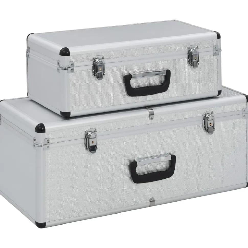 vidaXL Aufbewahrungskoffer 2 Stk. Silbern Aluminium