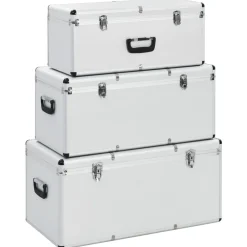 vidaXL Aufbewahrungskoffer 3 Stk. n Aluminium Silber Sale