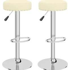 vidaXL Barhocker 2 Stk. Creme Stoff