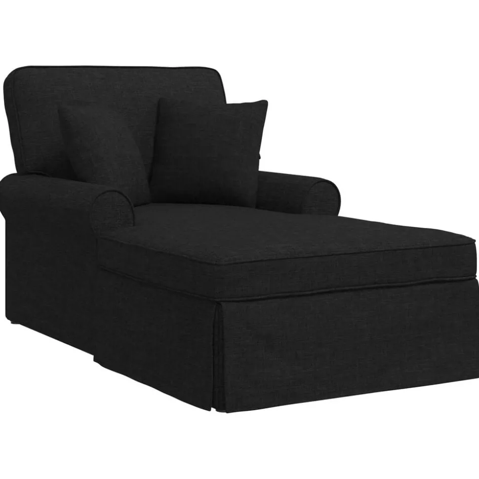 vidaXL Chaise Lounge mit Rock mit Kissen 3 pcs Schwarz Stoff