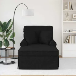vidaXL Chaise Lounge mit Rock mit Kissen 3 pcs Schwarz Stoff
