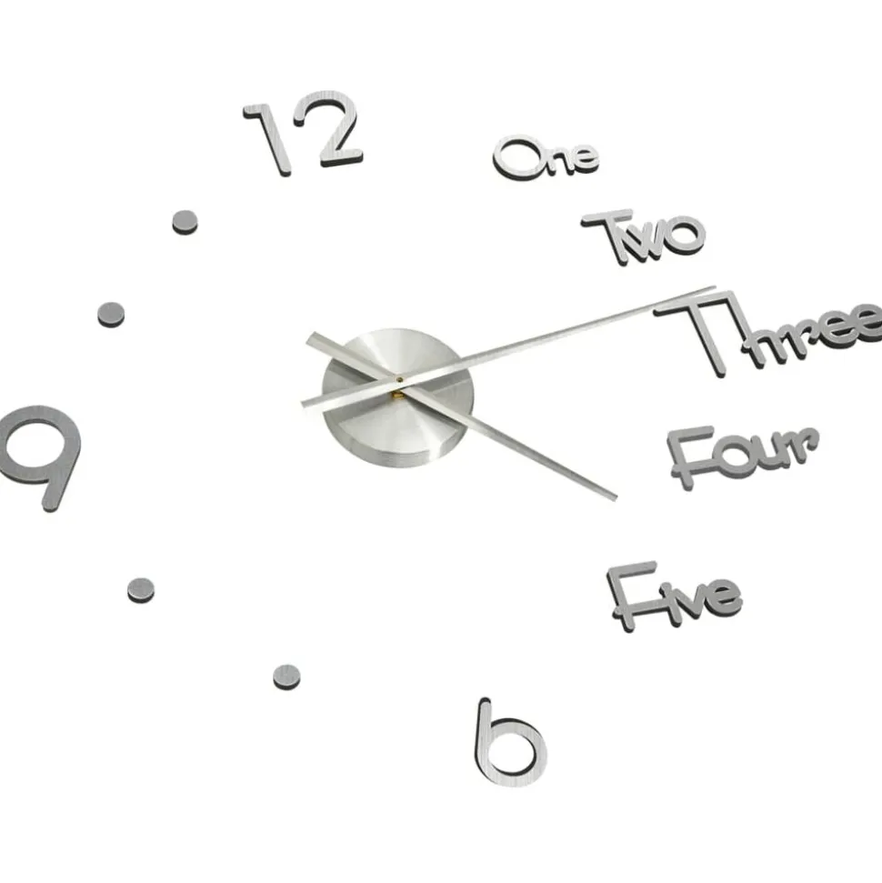 vidaXL 3D-Wanduhr Modernes Design Silbern 100 cm XXL