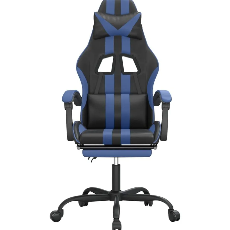 vidaXL Gaming-Stuhl mit Fußstütze Schwarz und Blau Kunstleder