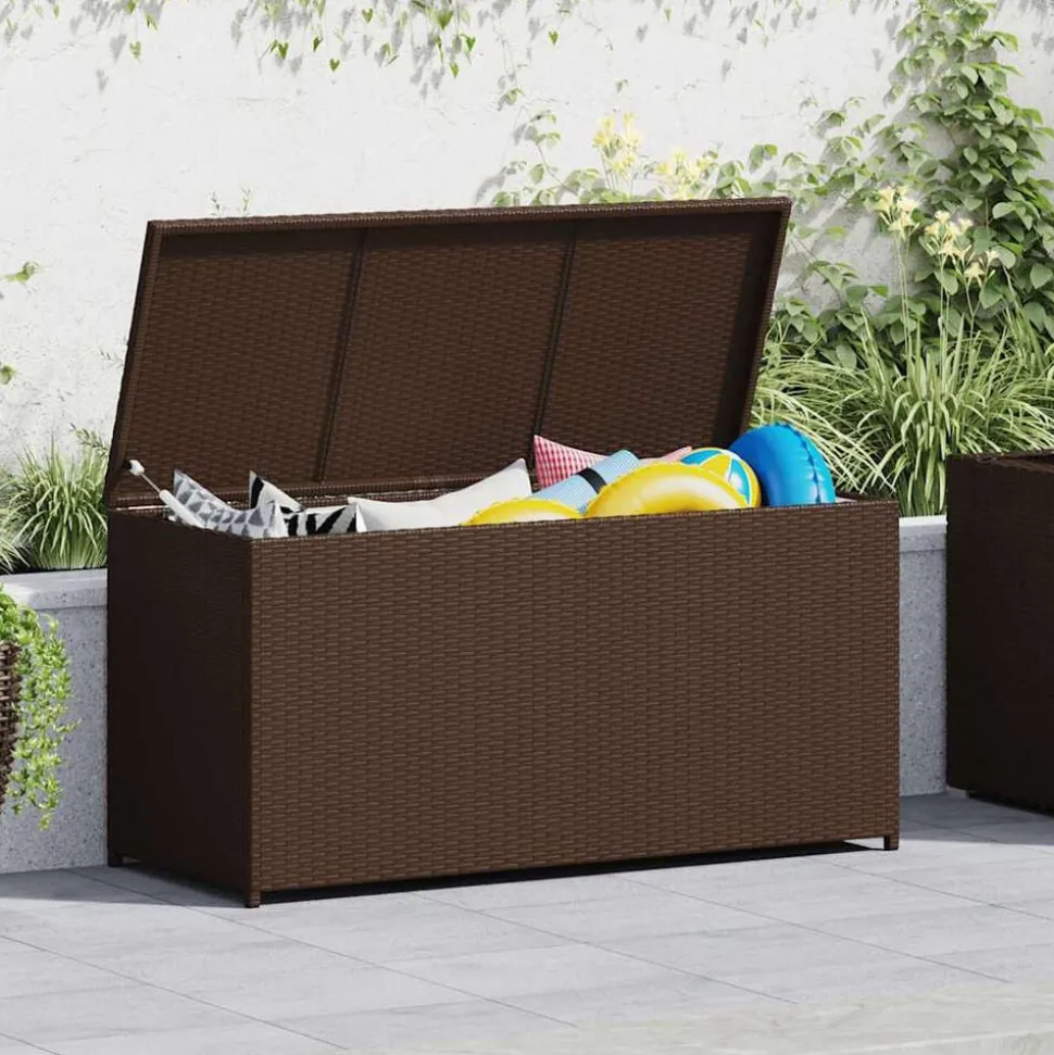 vidaXL Garten-Auflagenbox Braun 120x50x60 cm Poly Rattan