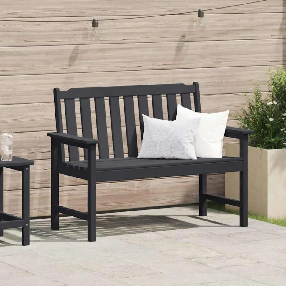vidaXL Gartenbank Schwarz 120 x 59 x 88 cm HDPE