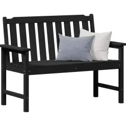vidaXL Gartenbank Schwarz 120 x 59 x 88 cm HDPE