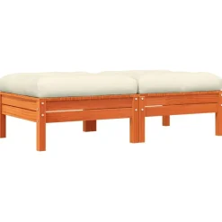 vidaXL Gartenhocker mit Kissen 2 Stk. Wachsbraun Massivholz Kiefer