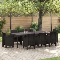 vidaXL Gartentisch Braun 250 x 100 x 73 cm Poly-Rattan