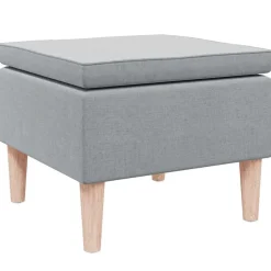 vidaXL Hocker mit Holzbeinen Hellgrau Stoff