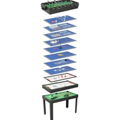 vidaXL 15-in-1 Multigame-Tisch 121×61×82 cm Schwarz