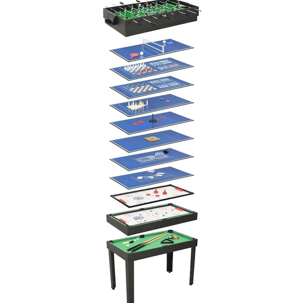 vidaXL 15-in-1 Multigame-Tisch 121×61×82 cm Schwarz