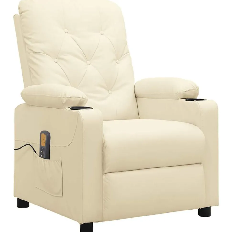vidaXL Massagesessel Creme Kunstleder