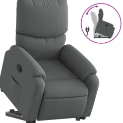 vidaXL Relaxsessel mit Aufstehhilfe Dunkelgrau Stoff