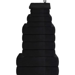 vidaXL 12-tlg. Handtuch-Set FROGN 360 g/m² Schwarz Clearance