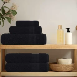 vidaXL 12-tlg. Handtuch-Set FROGN 360 g/m² Schwarz Clearance