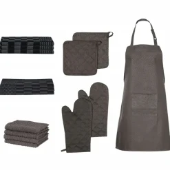 vidaXL 15-tlg. Handtuch-Set Ofenhandschuhe & Topfhalter Baumwolle