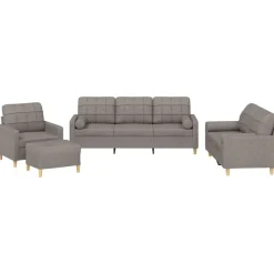 vidaXL 4-tlg. Sofagarnitur mit Kissen Taupe Stoff