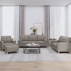 vidaXL 4-tlg. Sofagarnitur mit Kissen Taupe Stoff