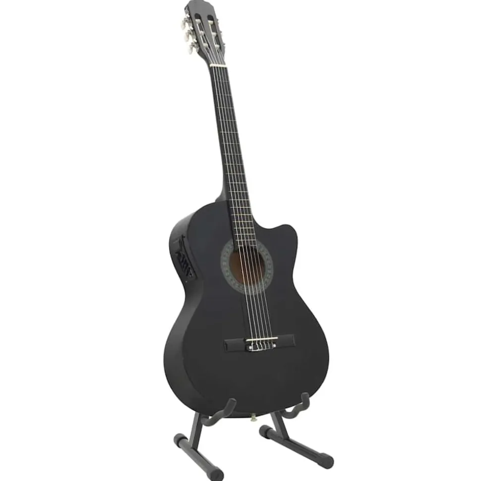 vidaXL 12-tlg. Western Gitarren-Set mit Equalizer und 6 Saiten Schwarz